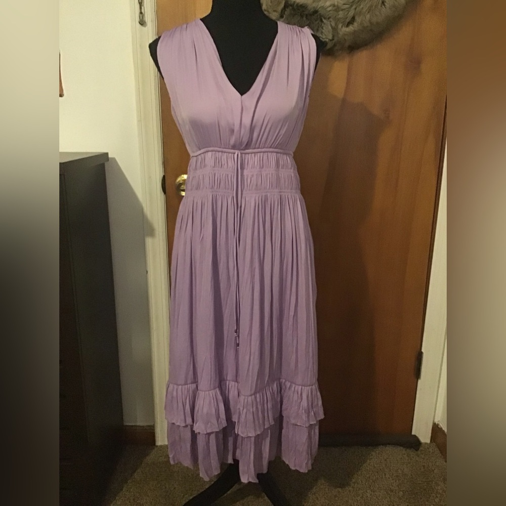 Midi lavender satin dress by WHBM